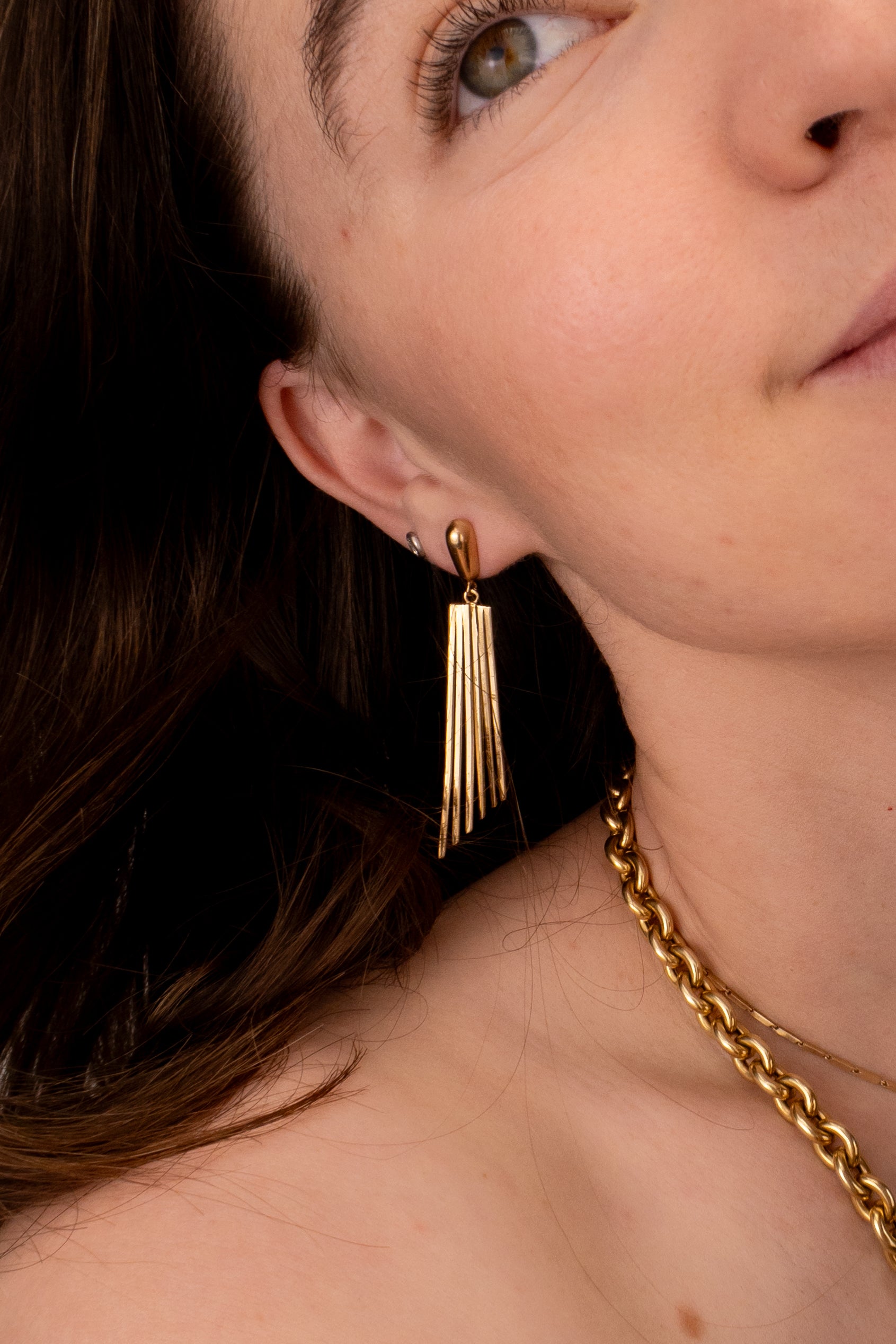 14ct Yellow Gold Fan Drop Earrings