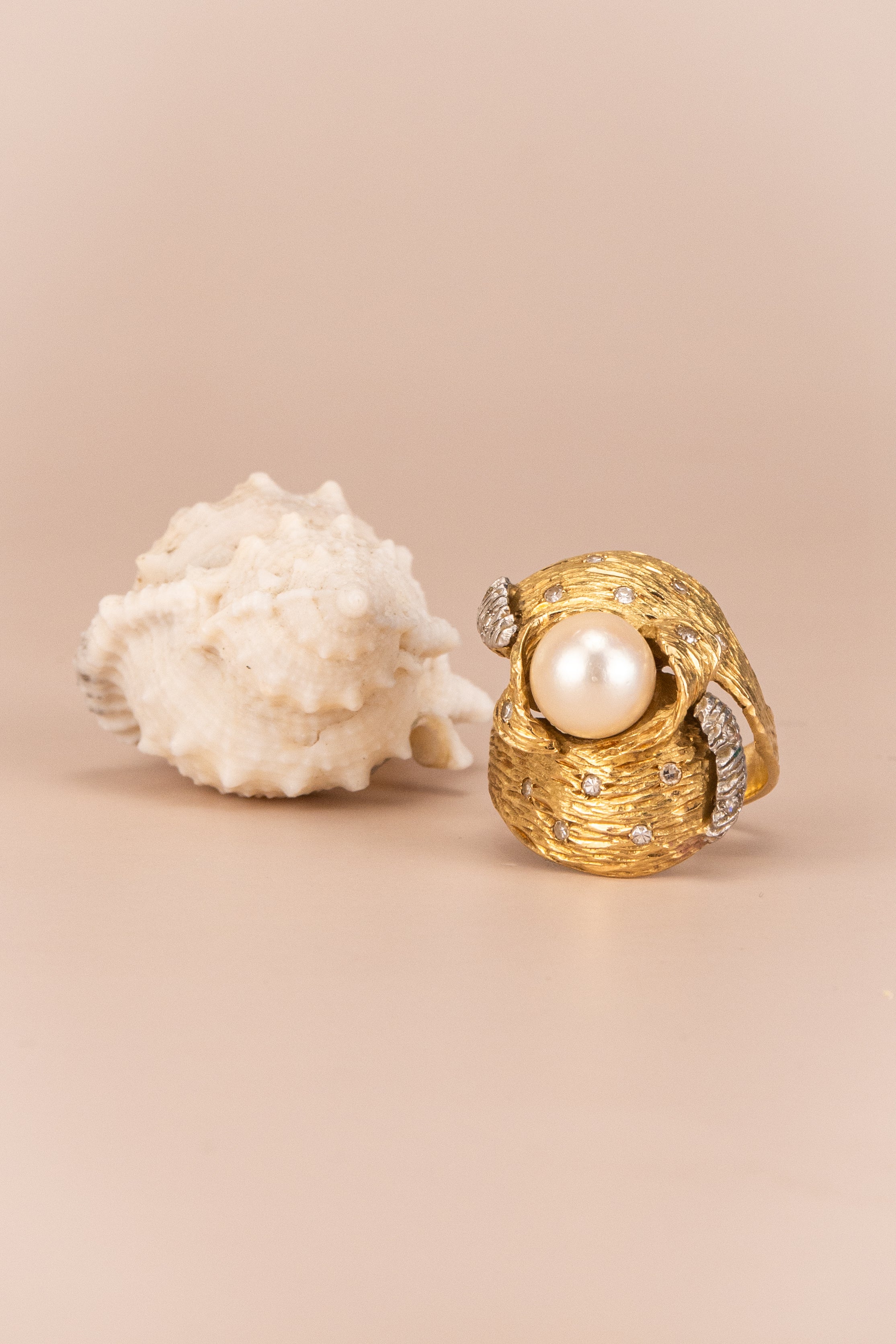 18ct Yellow Gold Pearl & Diamond Ring