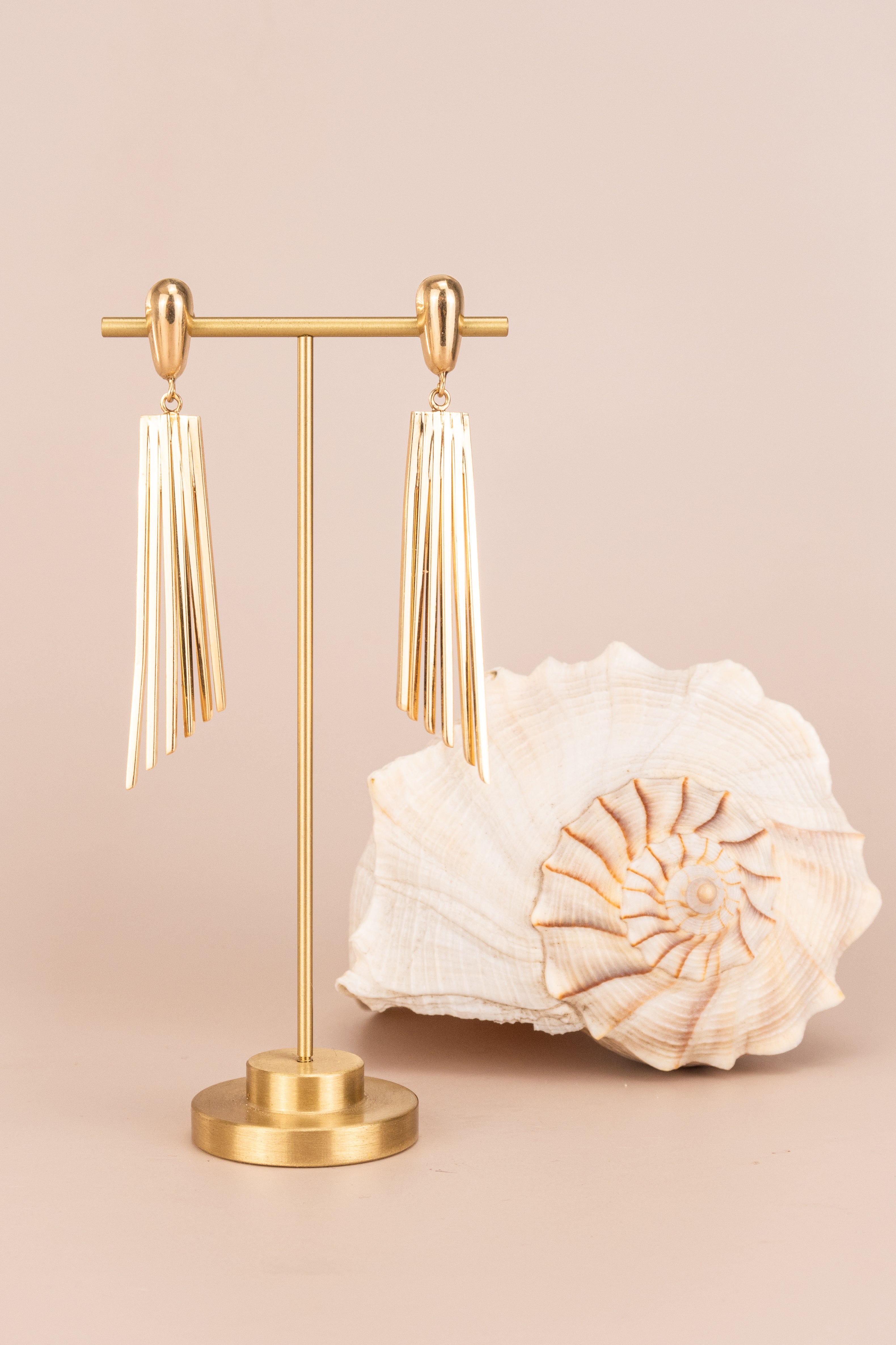 14ct Yellow Gold Fan Drop Earrings
