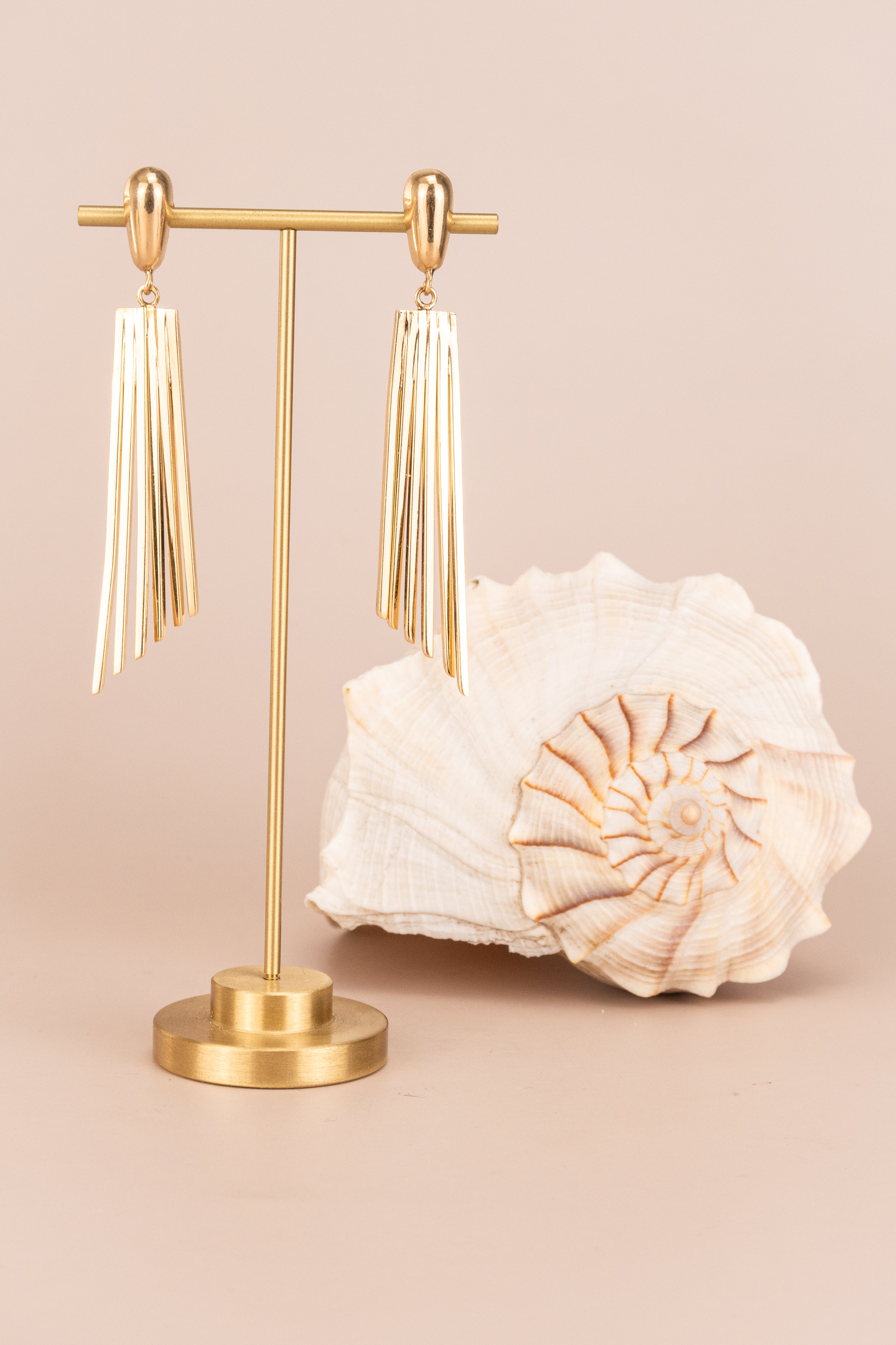 14ct Yellow Gold Fan Drop Earrings