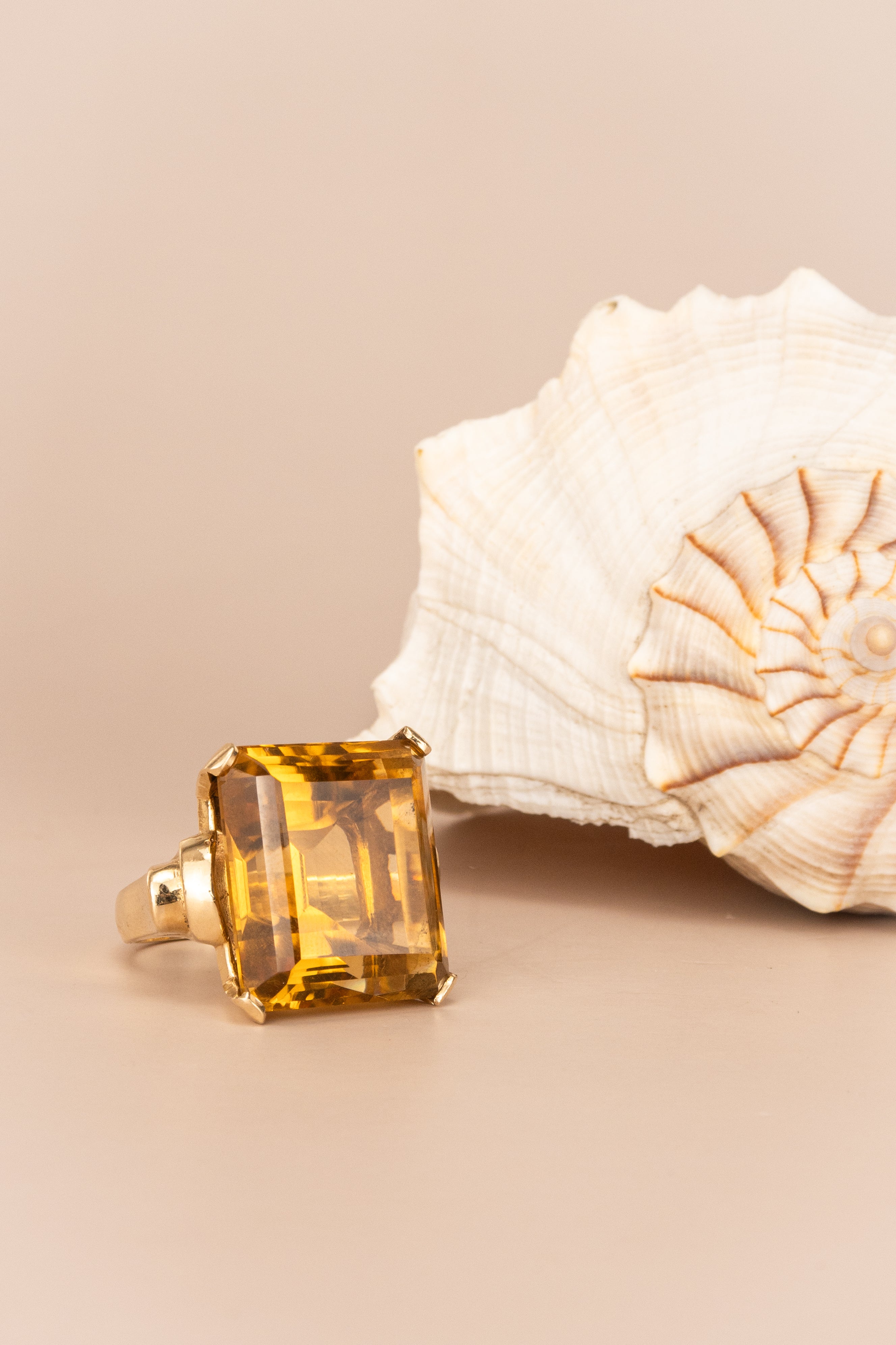 14ct Yellow Gold Massive Citrine Cocktail Ring