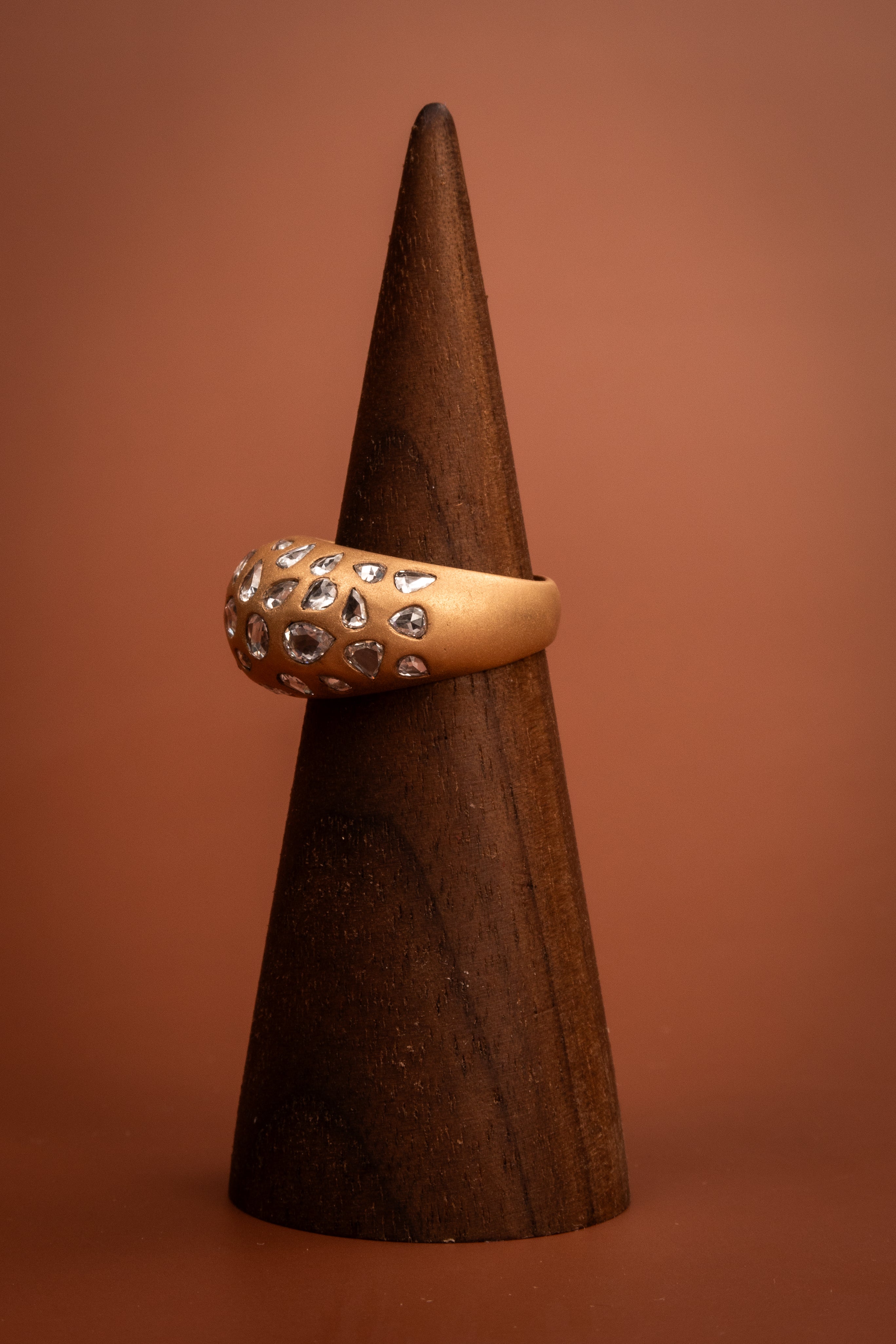 18ct Rose Gold and Rose Cut Diamond Bombe Ring