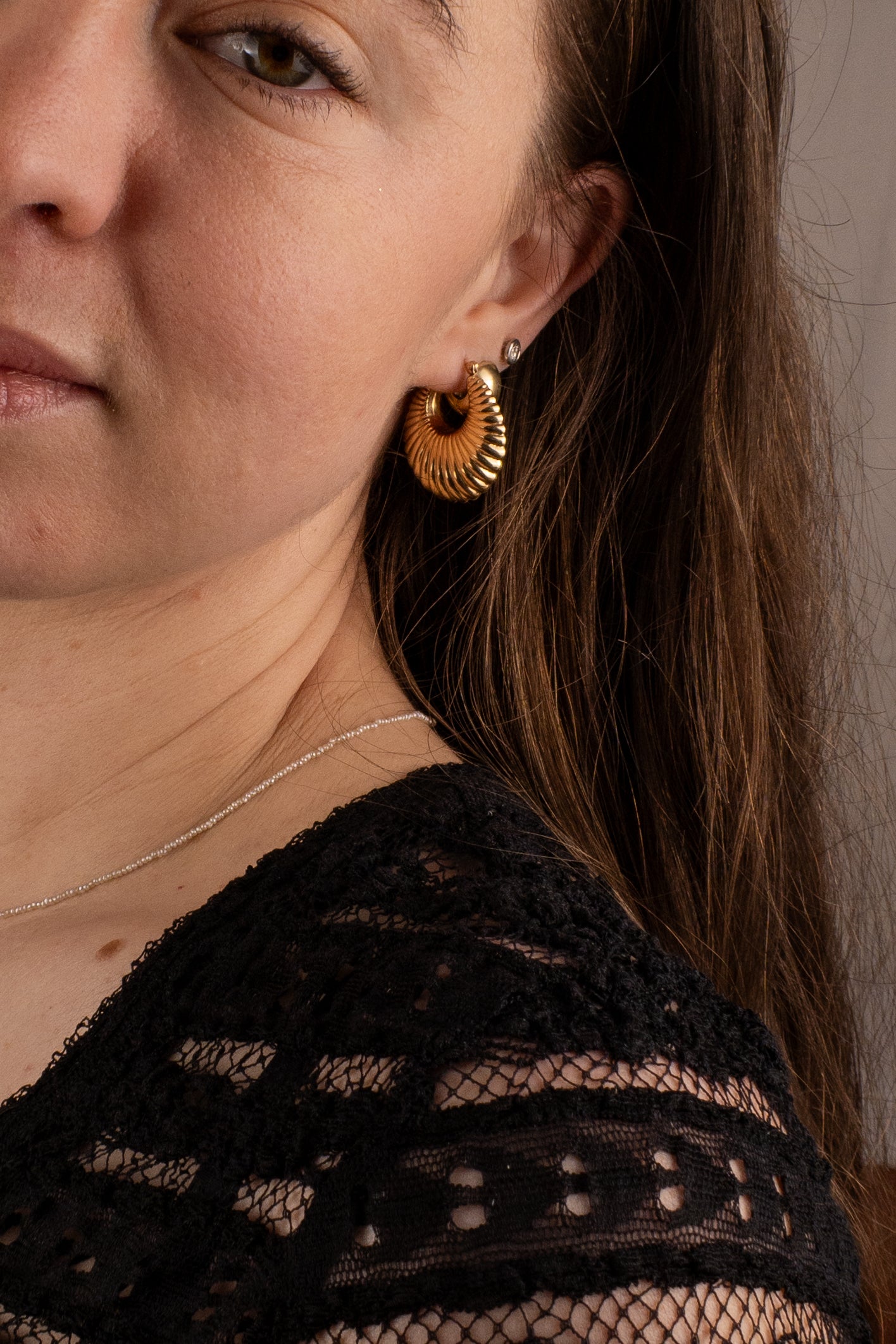 14ct Yellow Gold Ribbed Earrings