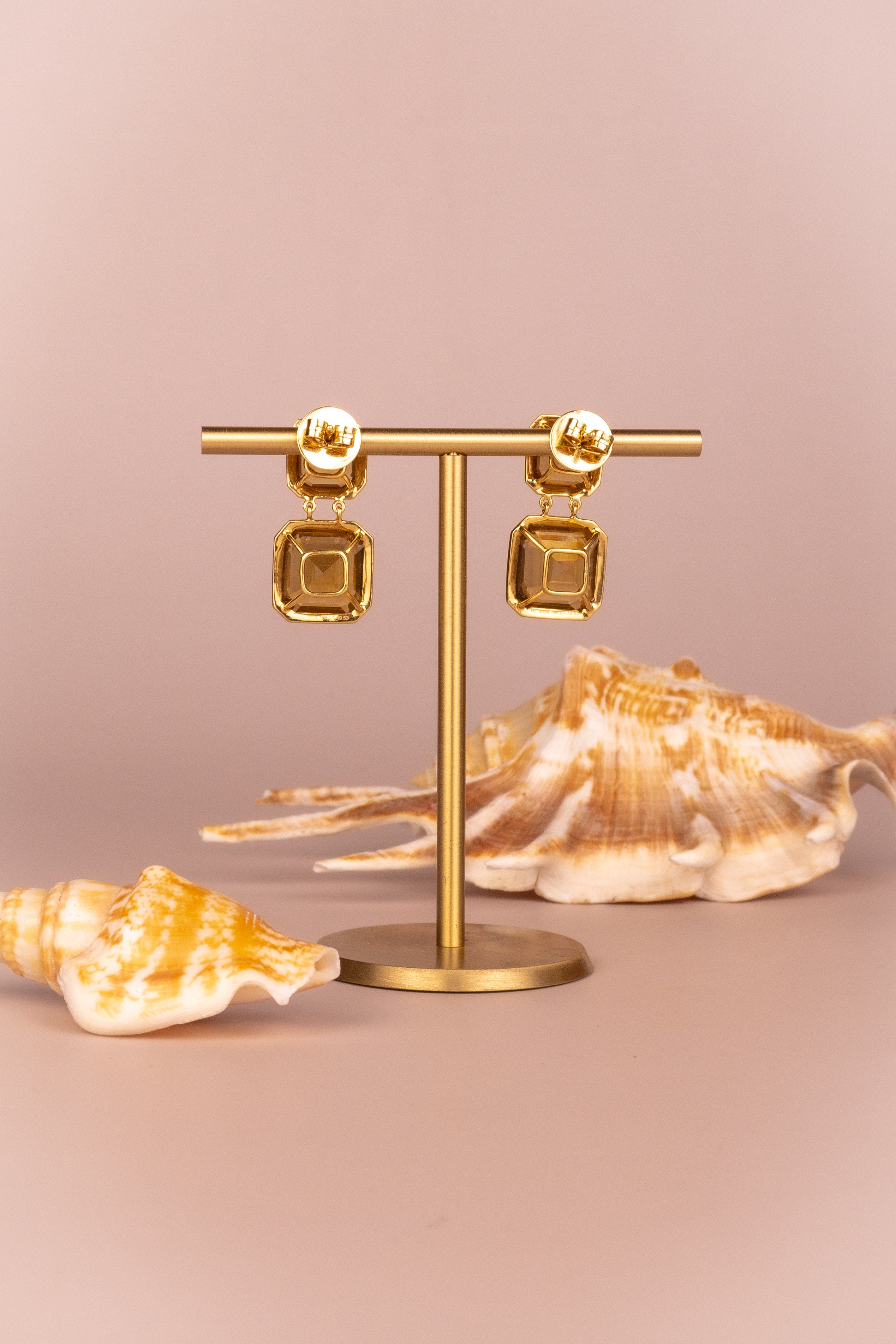 18ct Yellow Gold Asscher Cut Citrine Earrings