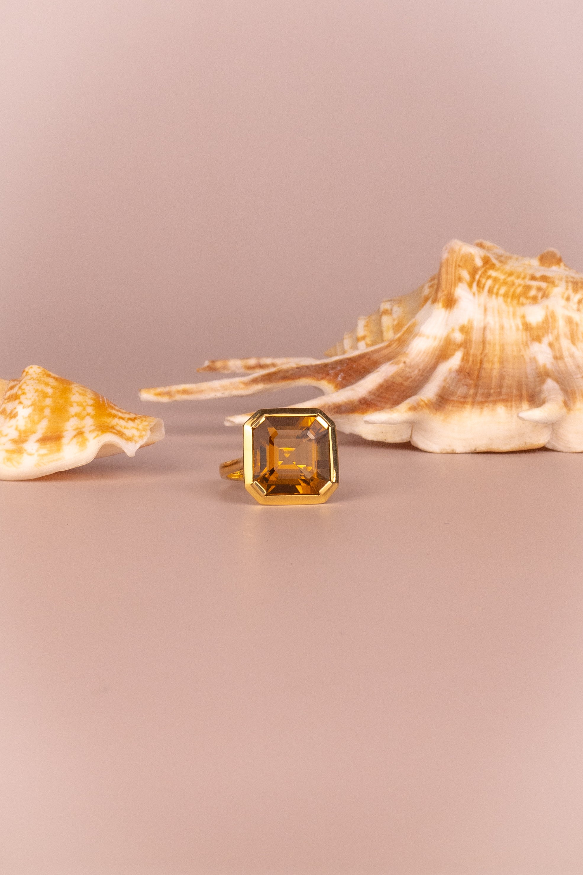 18ct Yellow Gold Asscher Cut Citrine Ring