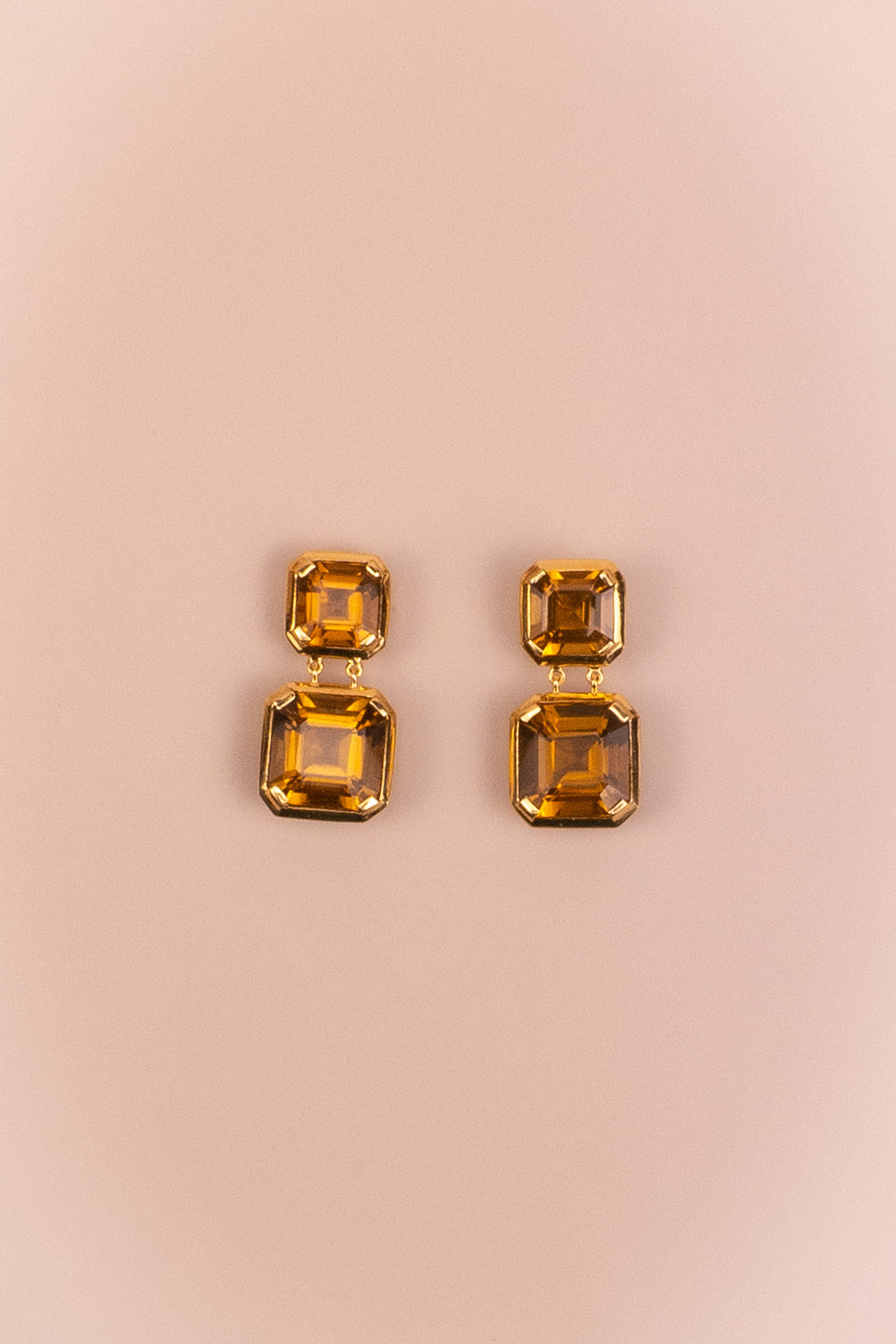18ct Yellow Gold Asscher Cut Citrine Earrings